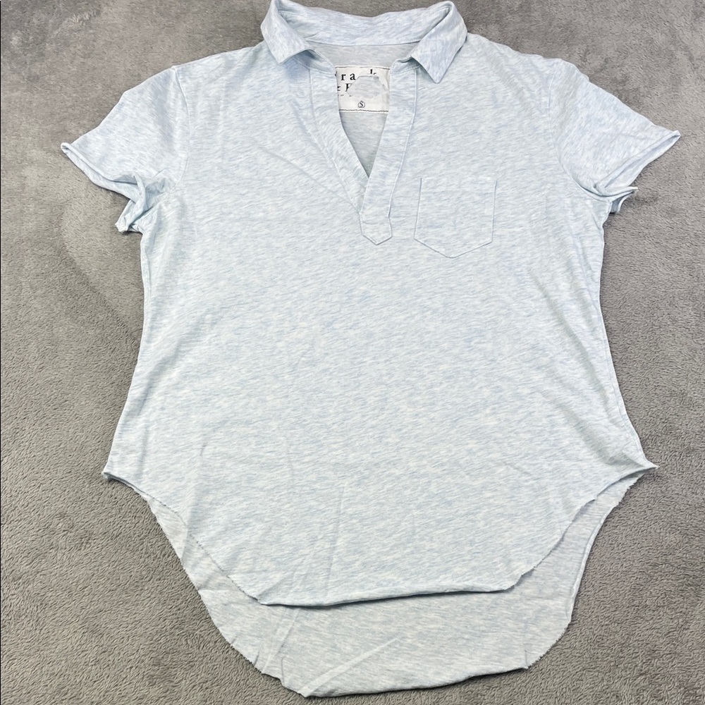 Frank & Eileen S 100% Cotton Light Blue Collared Shirt LAB220EJ Short Sleeve